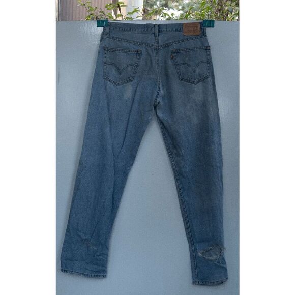 Levis 505 Regular Fit Light‎ Blue Jeans **THRASHED** 36x34 - Picture 8 of 8